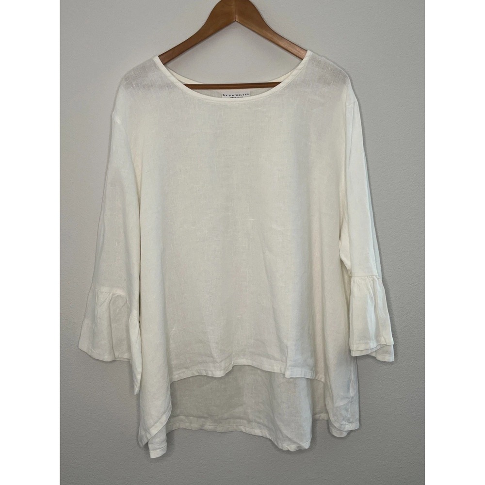 Bryn Walker Fran Shirt  Linen Zinnia Ivory  Cream Lagenlook 3X  USA Made Resort